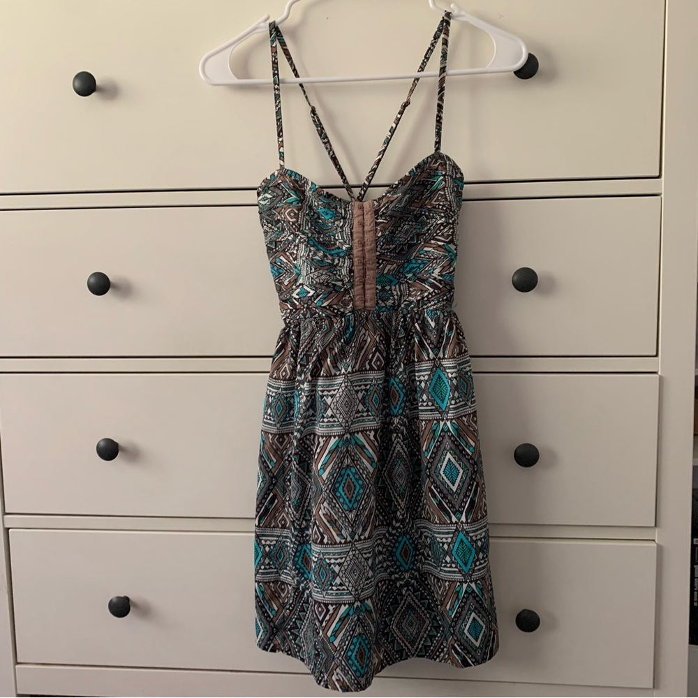 Cross Back Geometric Dress